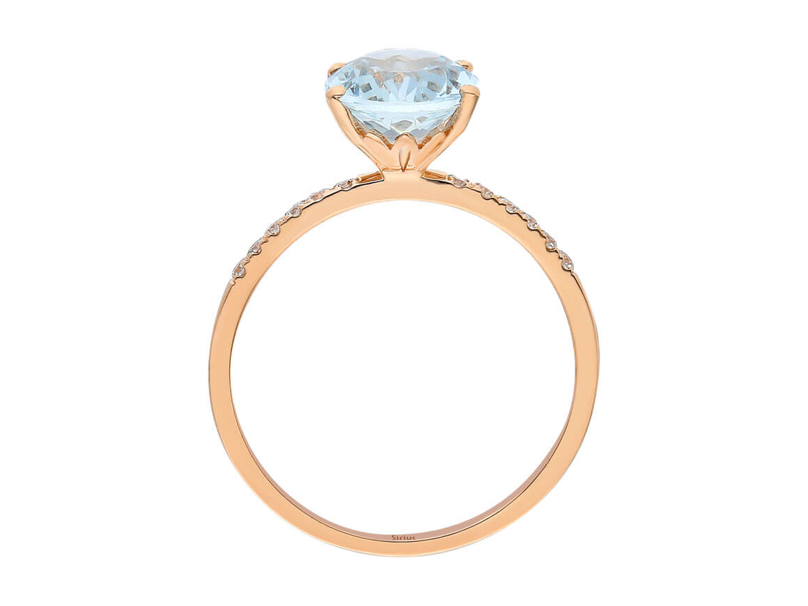 Diamant und Oval Aquamarin Ozean Ring