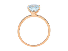 Diamant und Oval Aquamarin Ozean Ring