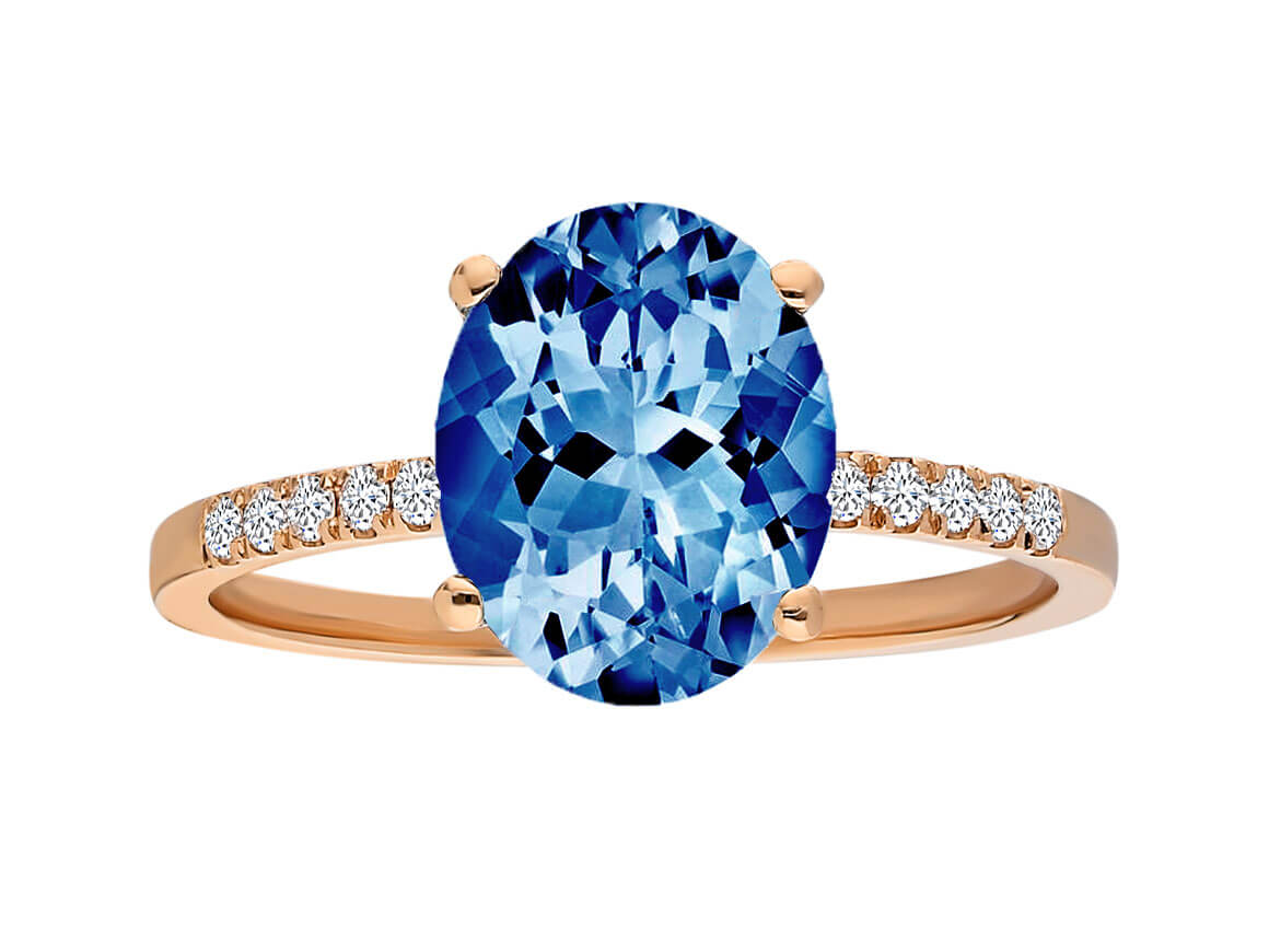 Diamant und London Blauer Topas Ring