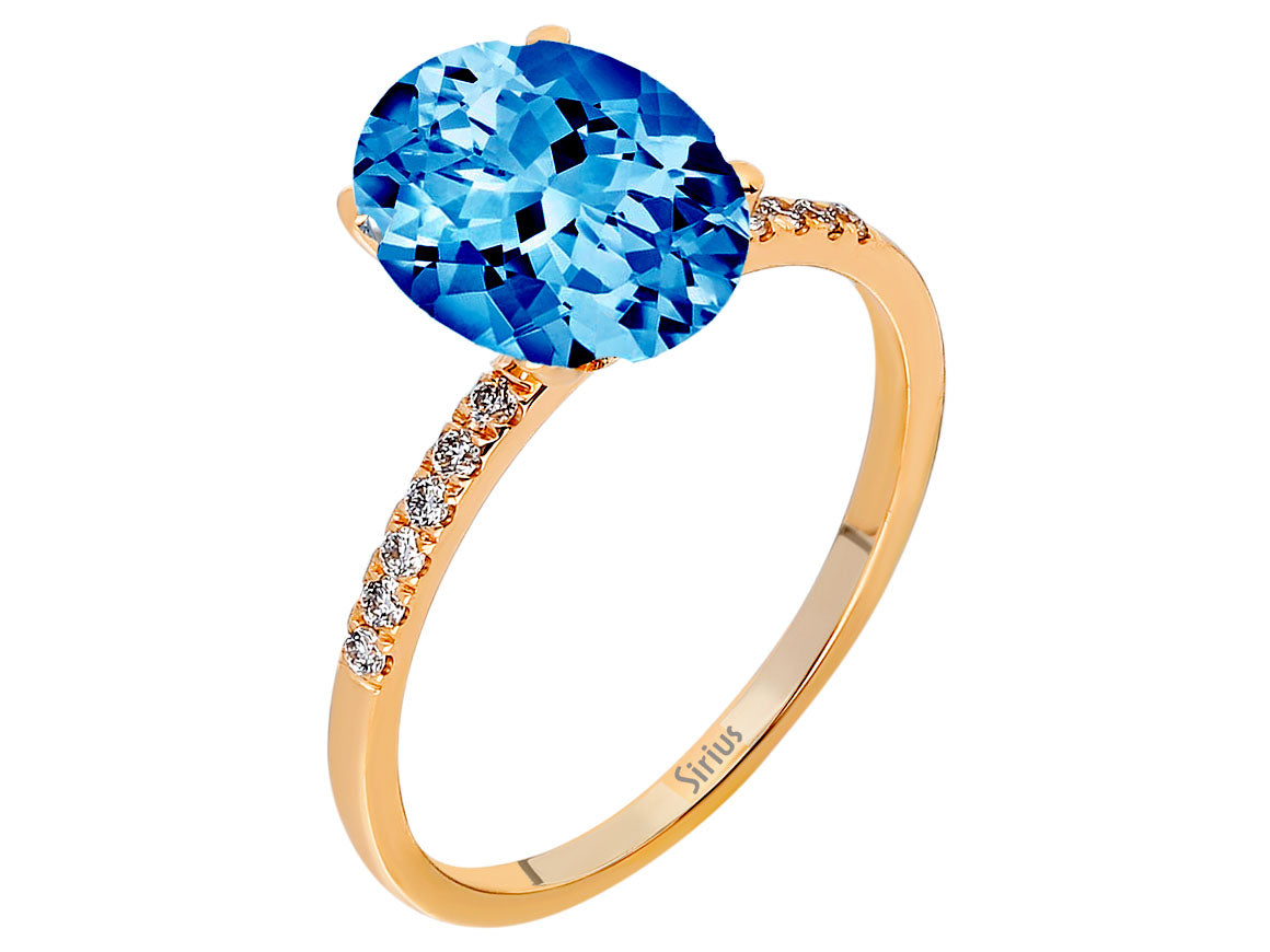 Diamant und London Blauer Topas Ring