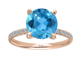 Diamant und Blauer Topas Ring