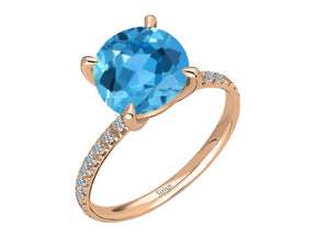 Diamant und Blauer Topas Ring