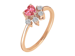 Diamant und Rose Turmalin Katzenpfote Ring