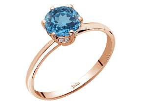 Diamant und London Blaue Topas Rosetta Ring