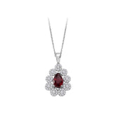 Diamant und Tropfen Rubin Blumenmotivs Halskette