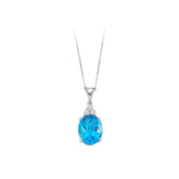 Diamant und Oval Blauer Topas Halskette