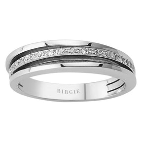 Bague moderne à trois rangées de diamants