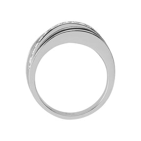 Bague moderne à trois rangées de diamants