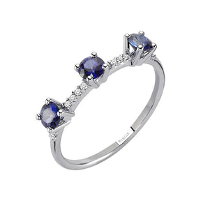 Diamant und Tria Saphir Ring