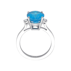 Diamant und Oval Blaue Topas Ring