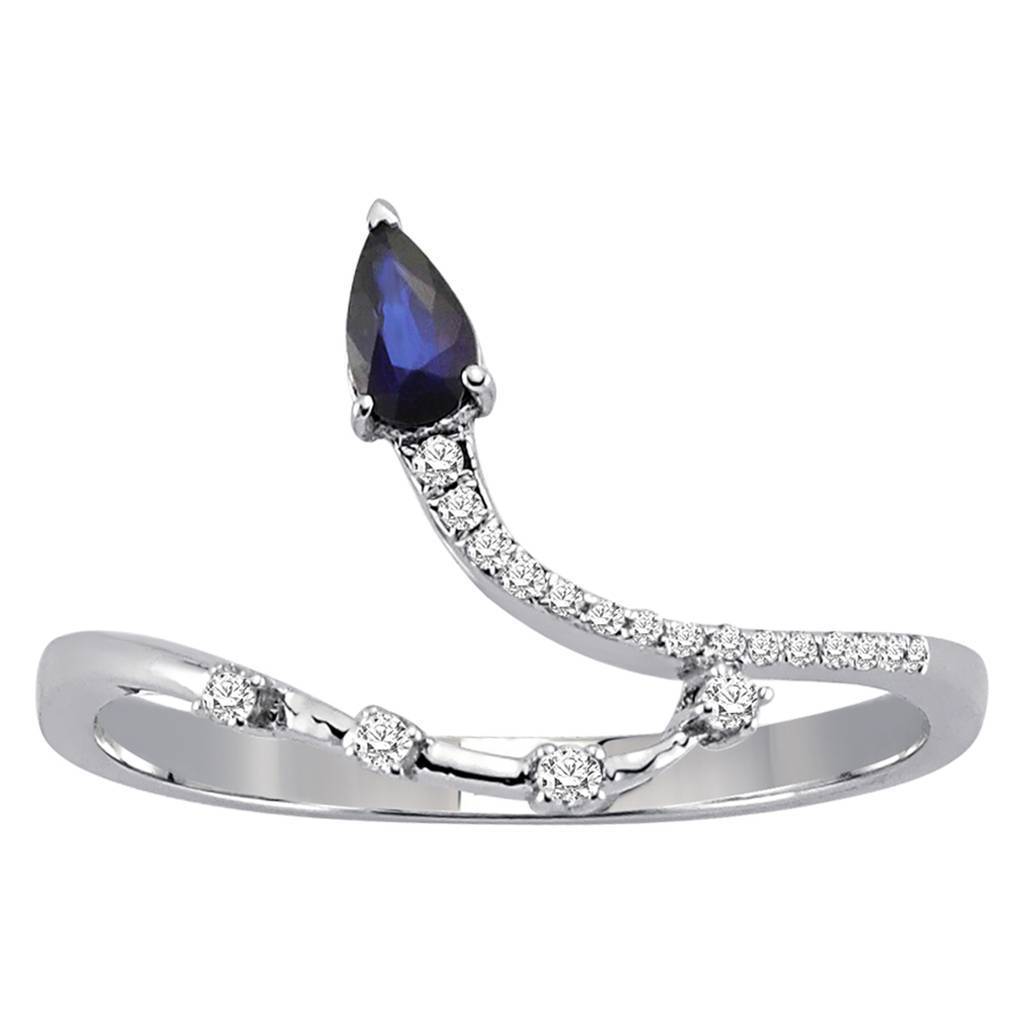 Diamant und Trropfen Saphir Ring