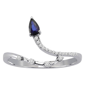 Diamant und Trropfen Saphir Ring