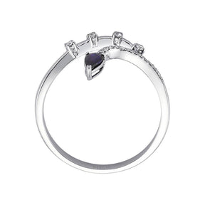 Diamant und Trropfen Saphir Ring