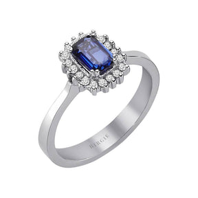 Diamant und Oktagon Saphir Ring