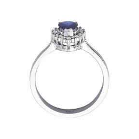 Diamant und Tropfen Saphir Ring