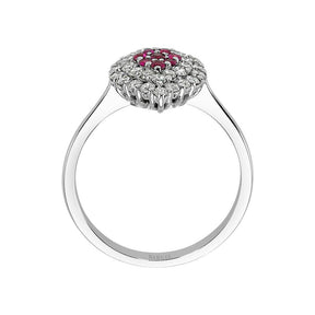 Zweireihe Diamant und Rubin Ring