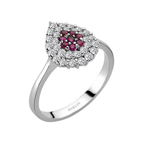 Zweireihe Diamant und Rubin Ring