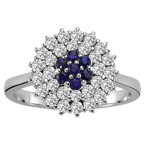 Zweireihe Diamant und Saphir Ring