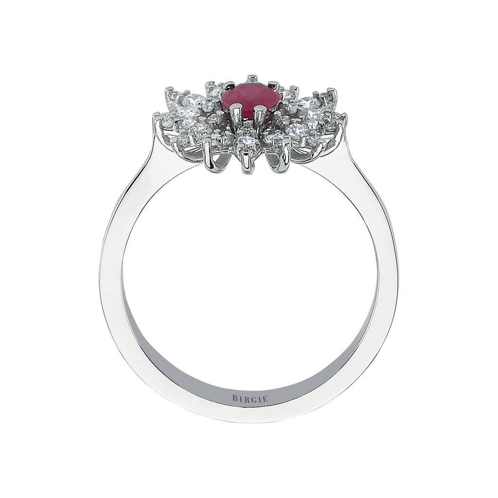 Diamant und Tropfen Rubin Ring