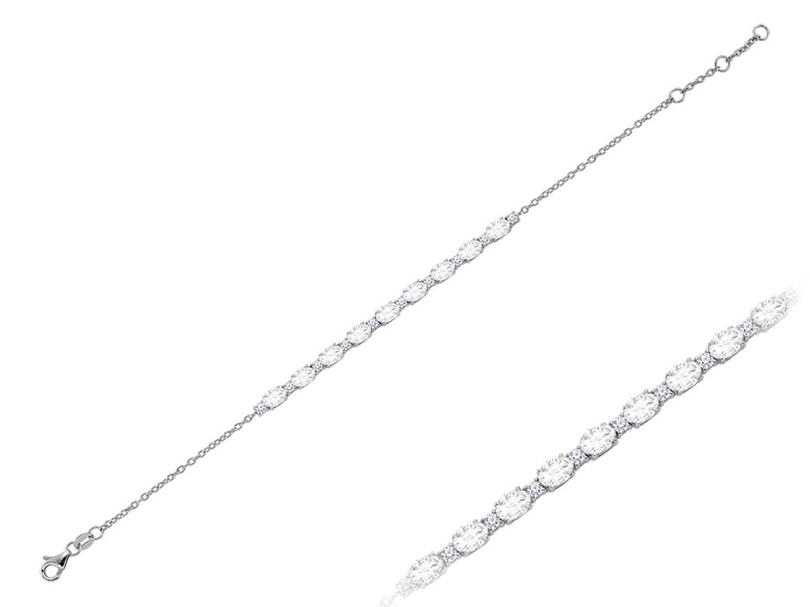 Diamant und Oval Weißer Topas Armband