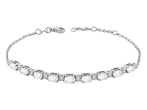 Diamant und Oval Weißer Topas Armband