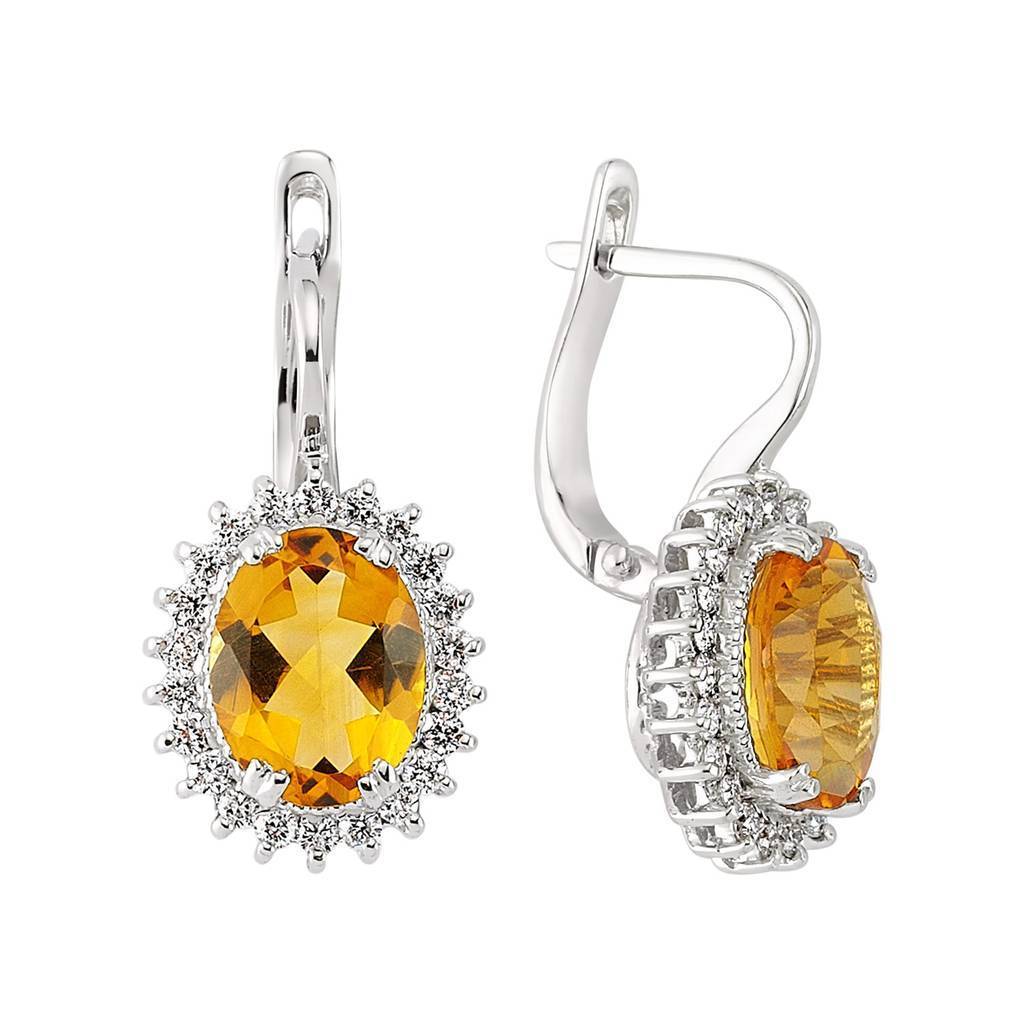 Diamant und Oval Citrine Ohrhänger