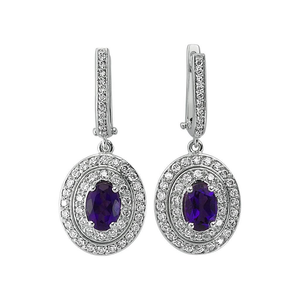 Diamant und Oval Amethyst Ohrhänger