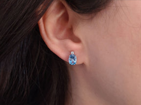 Diamond und Blauer Topas Ohrstecker