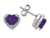 Diamant und Herz Amethyst Ohrstecker