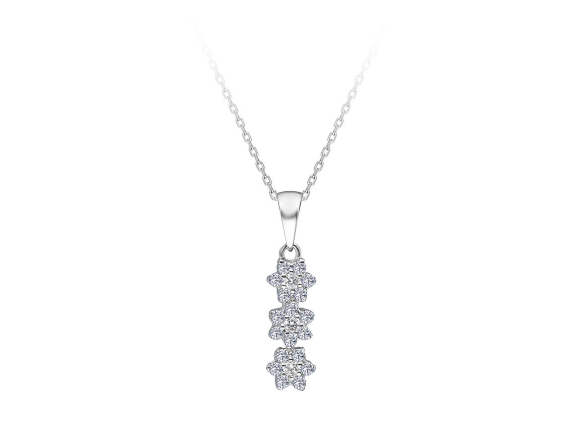 Diamant Tria Blume Halskette