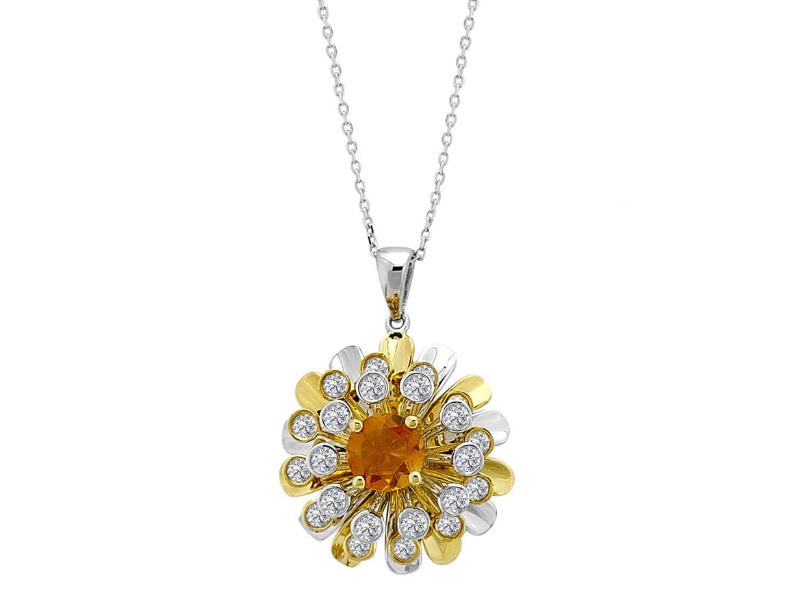 Collier Diamant et Citrine