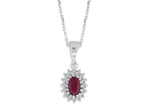 Collier diamant et rubis ovale