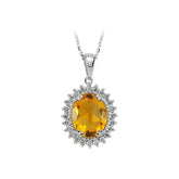 Collier diamant et citrine ovale