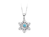 Diamant und Blauer Topas Schneeflocken Halskette