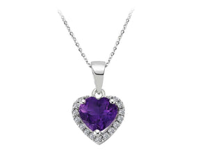 Diamant und Herz Schliff Amethyst Halskette