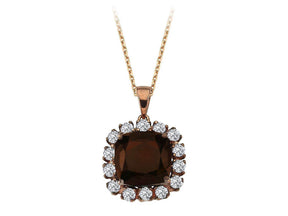 Diamant und Cushion-Schliff Smoky Quartz Halskette