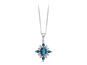 Diamant und London Blauer Topas Mai Halskette