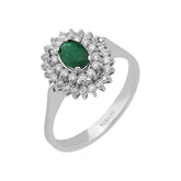 Zweireihe Diamant und Oval Smaragd Ring