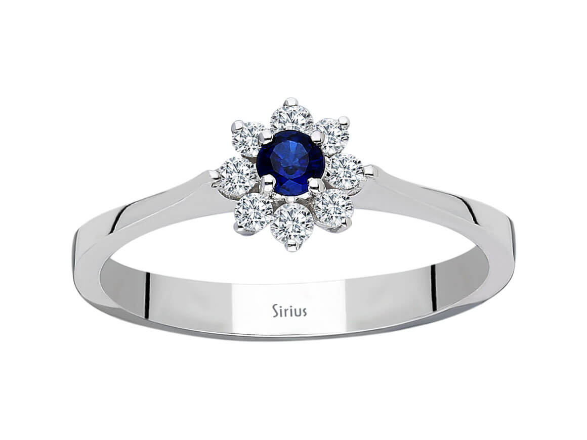 Diamant und Saphir Gänseblume Ring