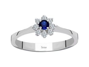 Diamant und Saphir Gänseblume Ring