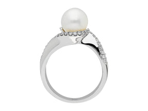 Diamant und Perle Ring