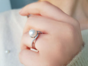 Diamant und Perle Ring