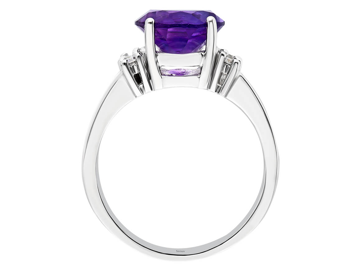 Diamant und Oval Amethyst Ring