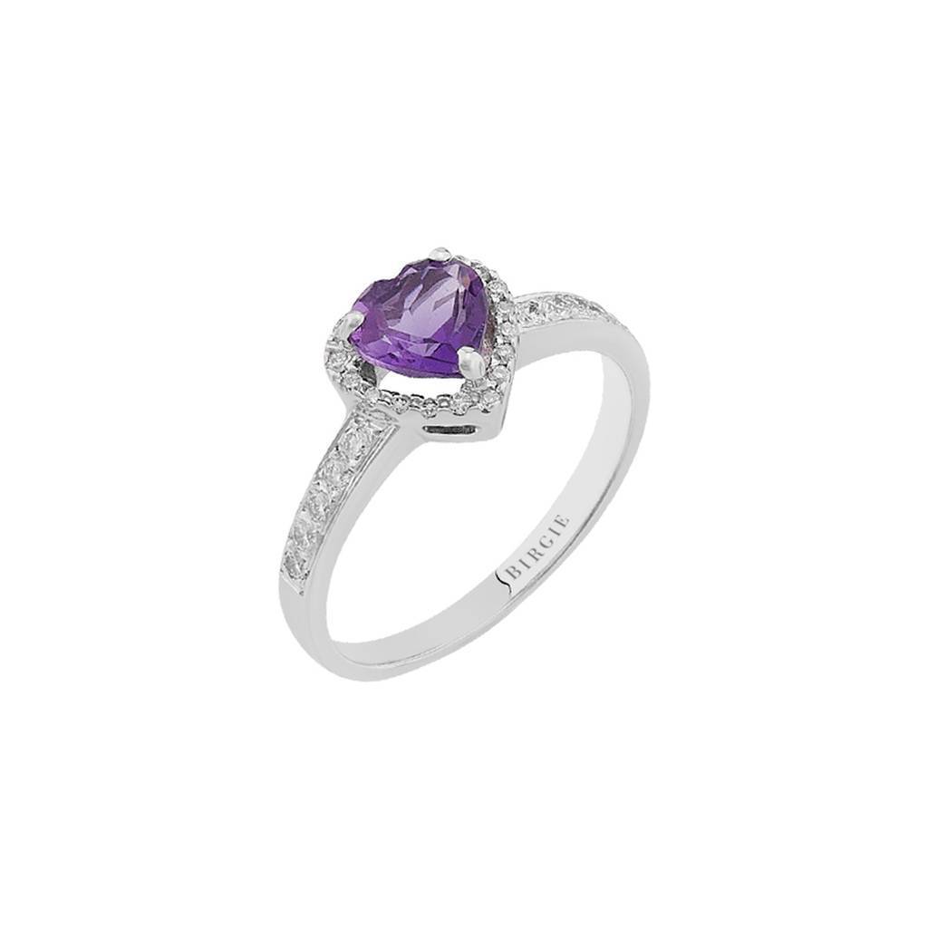 Diamant und Herz Amethyst Ring