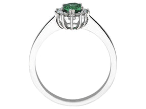 Diamant und Tropfen Smaragd Ring