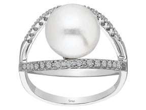 Diamant und Perle Ring