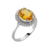 Diamant und Oval Citrin Ring