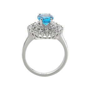 Diamant nd Oval Blaue Topas Ring