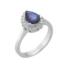 Bague diamant et saphir en forme de larme