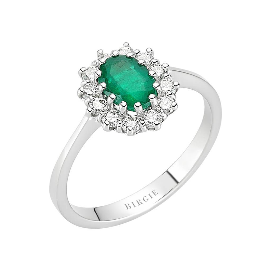 Diamant und Oval Smaragd Ring